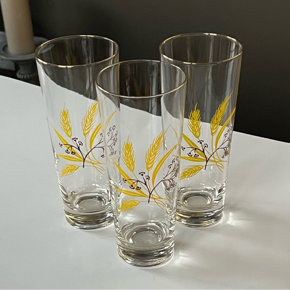VTG 1950s Autumn Gold by Homer Laughlin for Century Service highball glasses s/3 - Picture 2 of 9